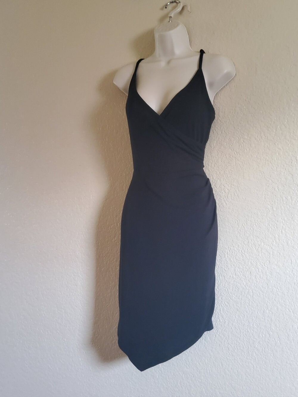 NWT 41 Hawthorn Black Ribbed Faux Wrap Dress M​ - Picture 3 of 9